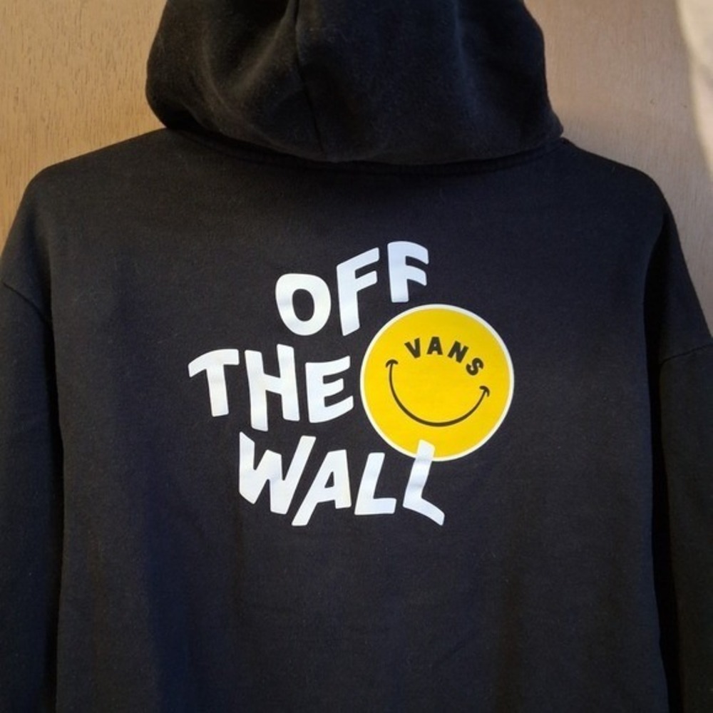 Vans Mar Mar Smiley Face Hoodie Medium Black Skateboard 2022 EUC Fader‎